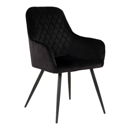 Harbo Dining Chair - Chair in black velvet with black legs - set of 2 - Velaria Interiors