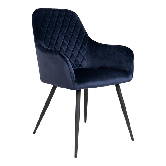 Harbo Dining Chair - Chair in blue velvet with black legs - set of 2 - Velaria Interiors