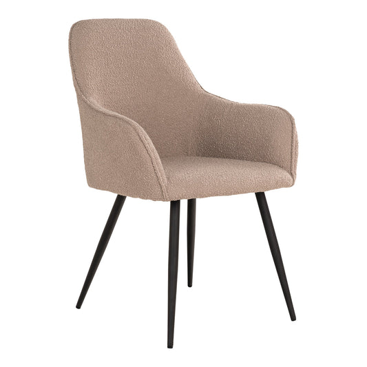 Harbo Dining Chair - Dining Chair in bouclé, beige with black legs, HN1233 - set of 2 - Velaria Interiors