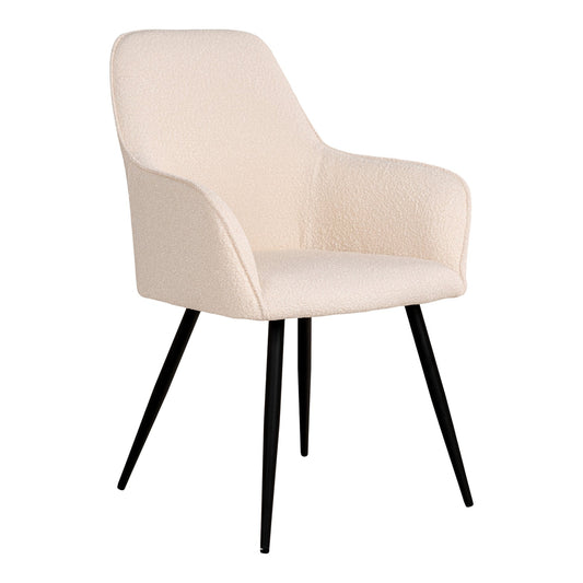 Harbo Dining Chair - Dining Chair in bouclé, white with black legs, HN1232 - set of 2 - Velaria Interiors
