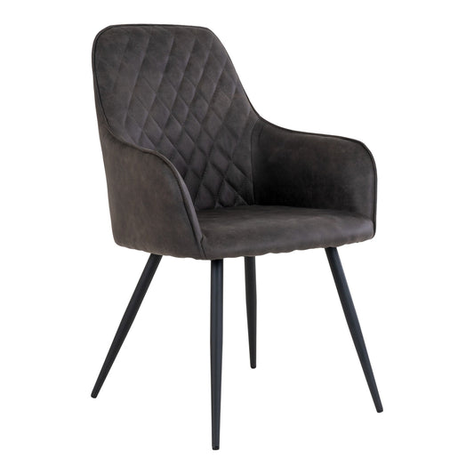 Harbo Dining Chair - Dining Chair in microfiber, dark grey with black legs, HN1229 - Velaria Interiors
