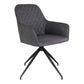 Harbo Dining Chair with Swivel - Chair with swivel in dark grey PU with black legs HN1221 - Velaria Interiors