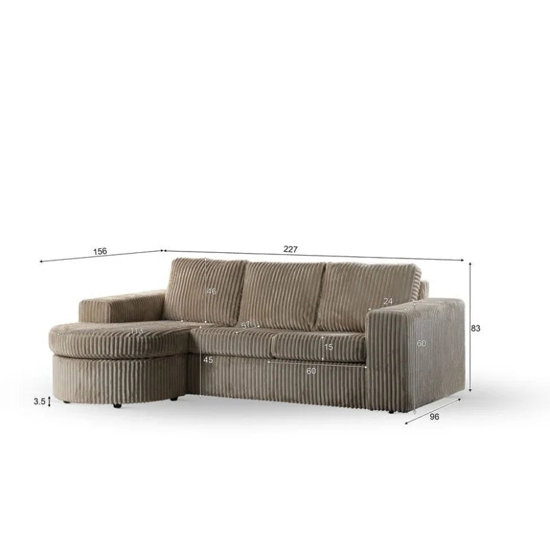 3 zits bank CL L+R, stof Tillia 03, L460 beige - Velaria Interiors