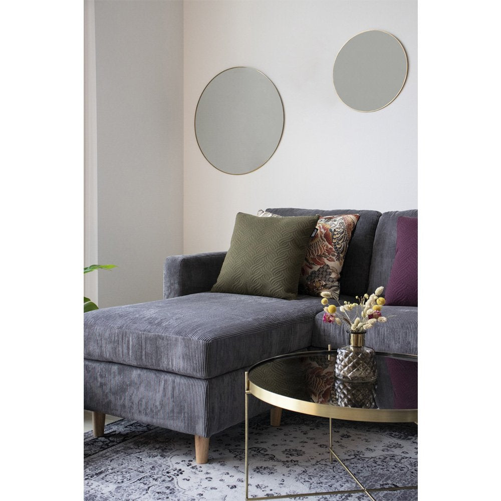 Jersey Mirror - Mirror with brass look frame Ã˜60 cm - Velaria Interiors