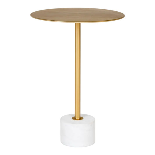 Lecco Side table - Side table in brass and marble Ø41x58 cm - Velaria Interiors