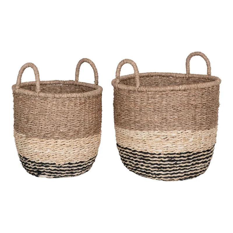 Lima Mand - Mand van zeegras, naturel/bruin/zwart, set van 2 - Velaria Interiors