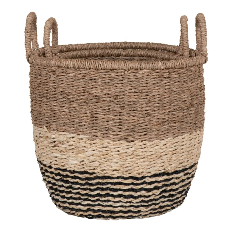 Lima Mand - Mand van zeegras, naturel/bruin/zwart, set van 2 - Velaria Interiors