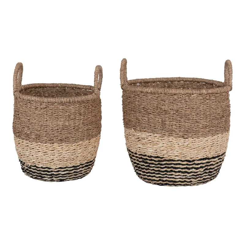 Lima Mand - Mand van zeegras, naturel/bruin/zwart, set van 2 - Velaria Interiors