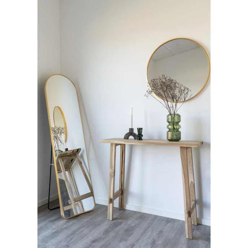 Madrid Mirror - Mirror with brass look frame 40x150 cm - Velaria Interiors