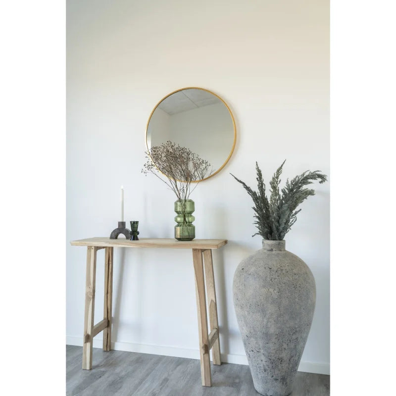 Madrid Mirror - Mirror with brass look frame Ã˜60 cm - Velaria Interiors