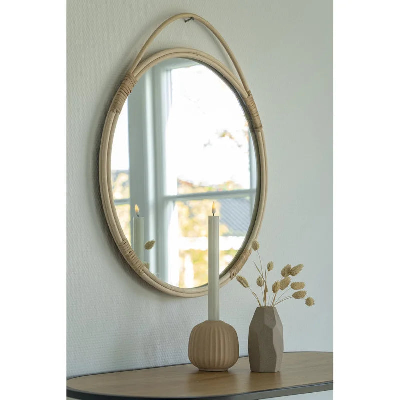 Malo Mirror - Round mirror in natural rattan Ã˜50 cm - Velaria Interiors