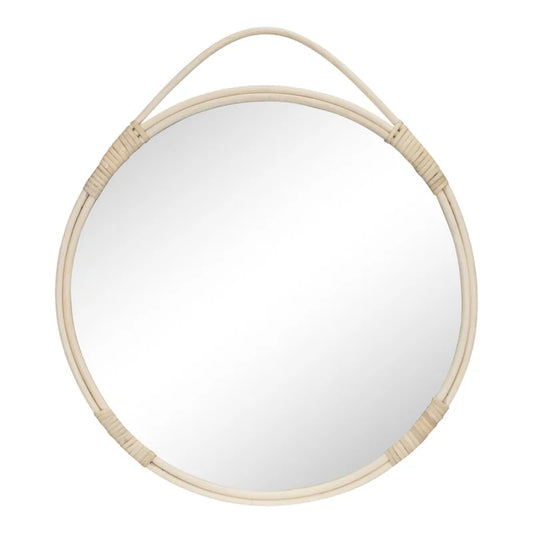 Malo Mirror - Round mirror in natural rattan Ã˜50 cm - Velaria Interiors