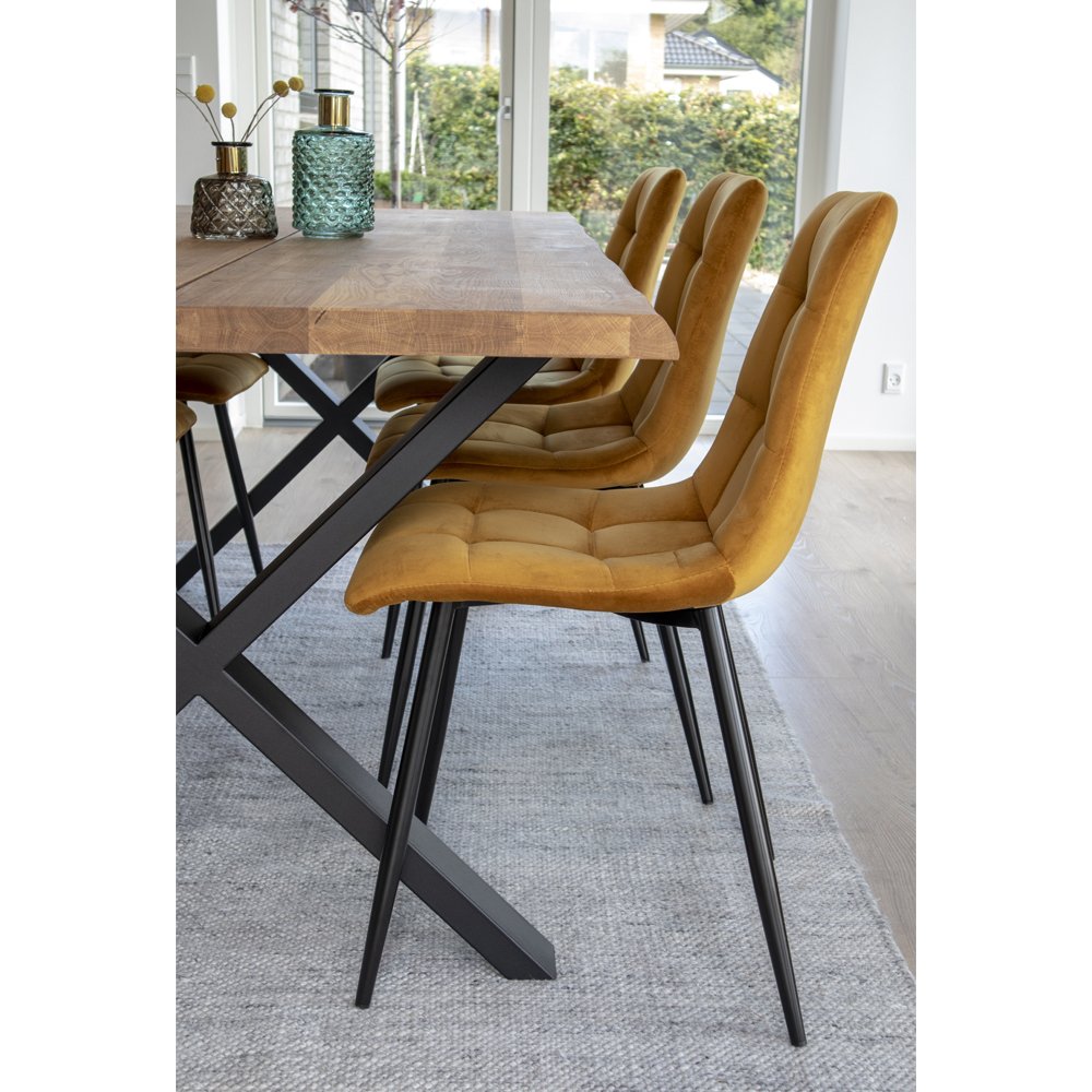 Middelfart Dining Chair - Chair in mustard yellow velvet with black legs - set of 2 - Velaria Interiors