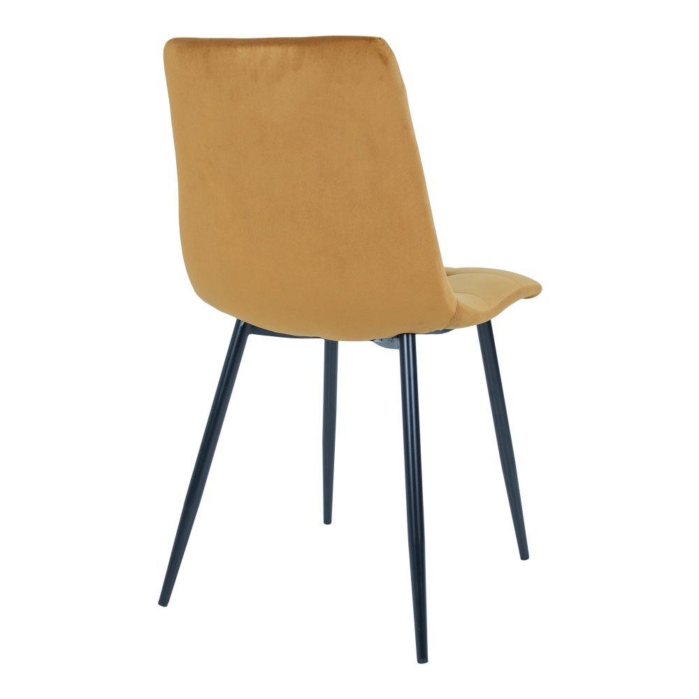 Middelfart Dining Chair - Chair in mustard yellow velvet with black legs - set of 2 - Velaria Interiors