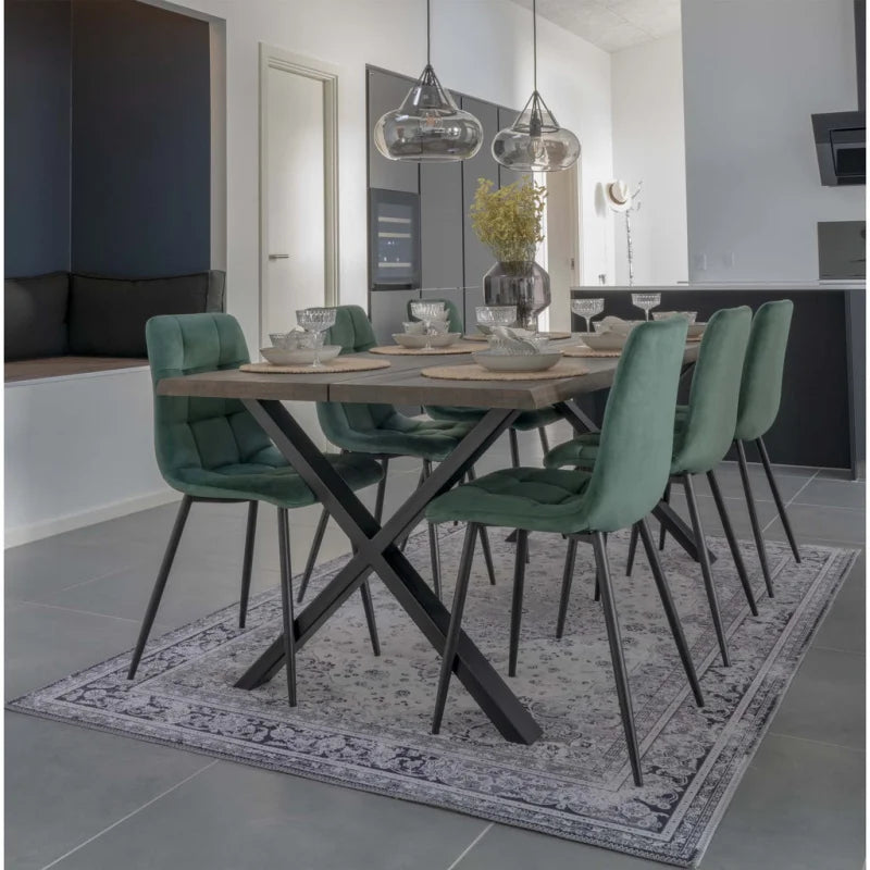 Middelfart Dining Chair - Chair in dark green velvet with black legs - set of 2 - Velaria Interiors