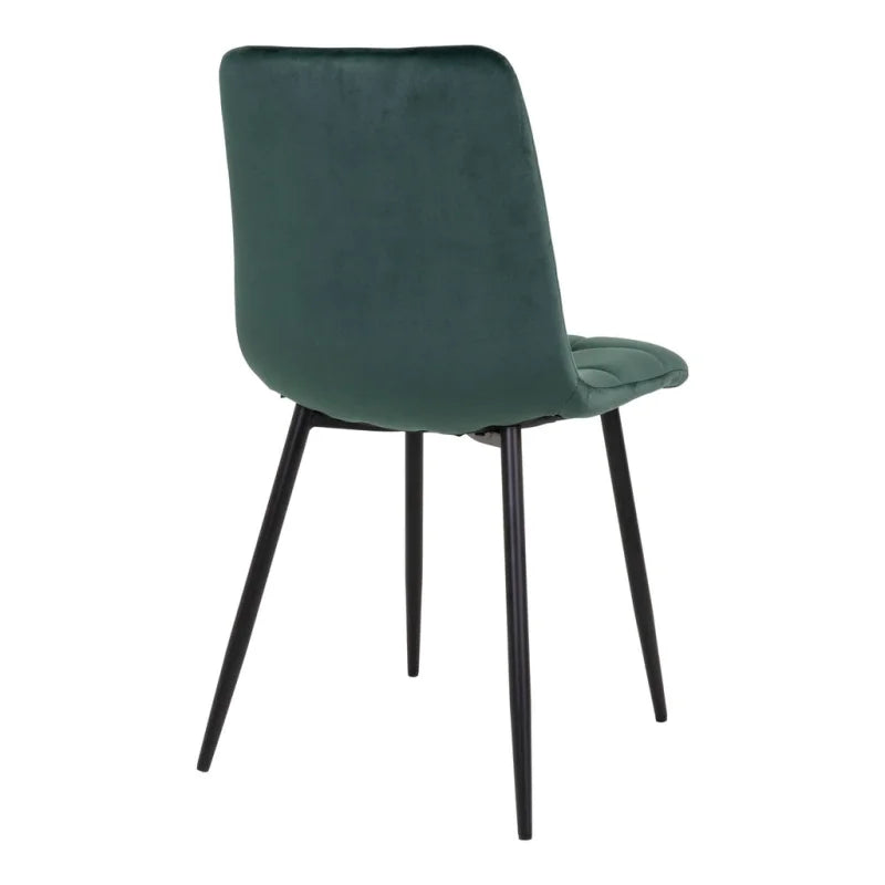 Middelfart Dining Chair - Chair in dark green velvet with black legs - set of 2 - Velaria Interiors