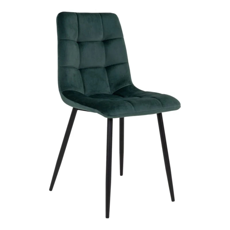 Middelfart Dining Chair - Chair in dark green velvet with black legs - set of 2 - Velaria Interiors