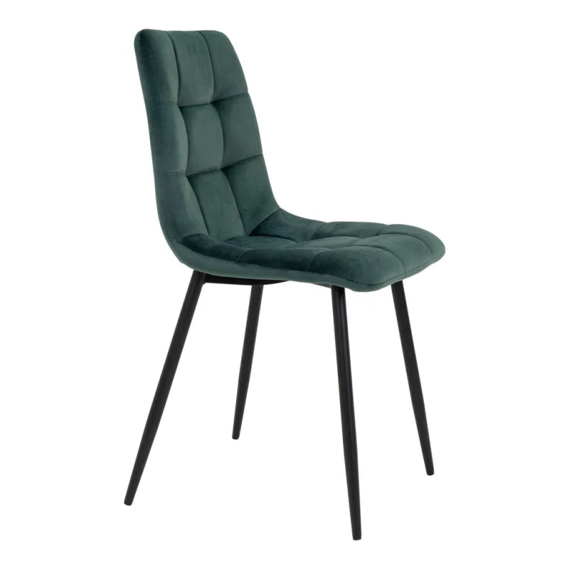 Middelfart Dining Chair - Chair in dark green velvet with black legs - set of 2 - Velaria Interiors