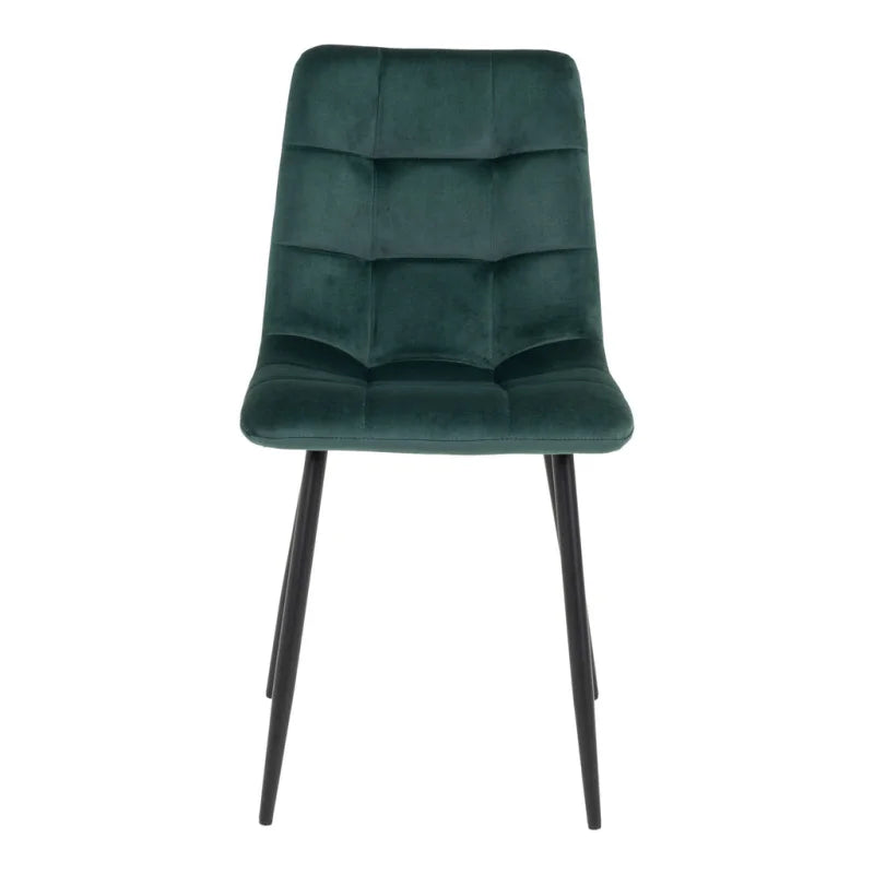 Middelfart Dining Chair - Chair in dark green velvet with black legs - set of 2 - Velaria Interiors