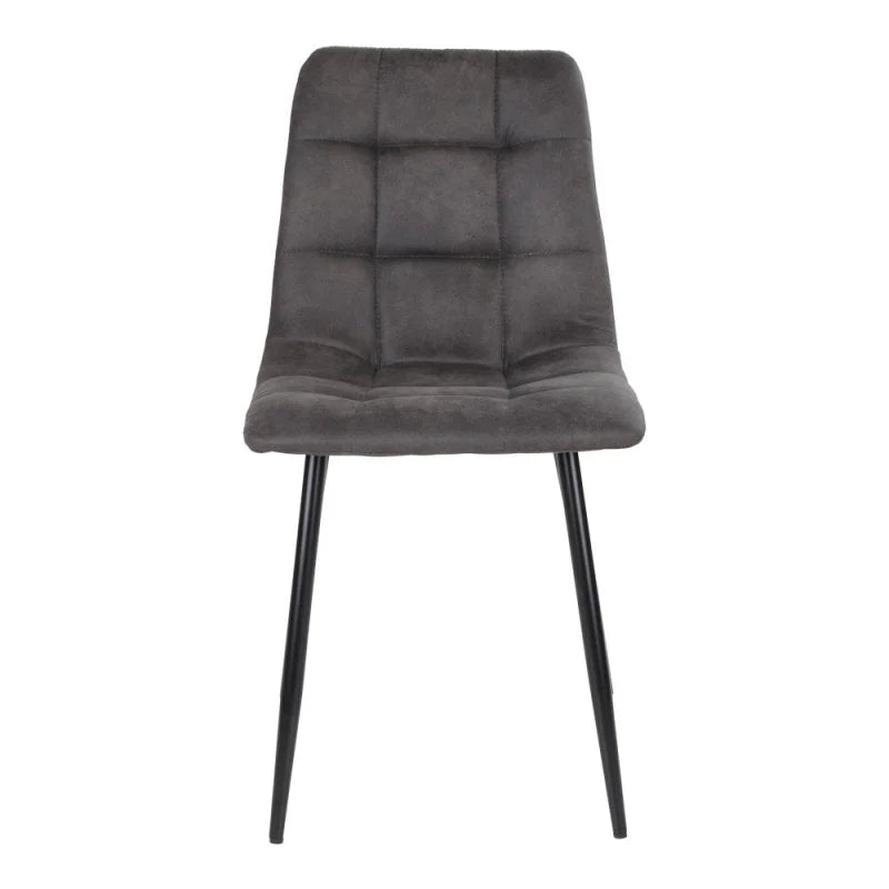 Middelfart Dining Chair - Chair in dark grey microfiber with black legs - set of 2 - Velaria Interiors