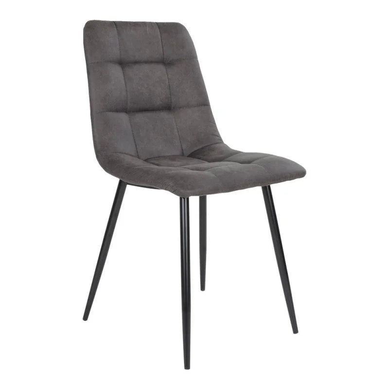 Middelfart Dining Chair - Chair in dark grey microfiber with black legs - set of 2 - Velaria Interiors