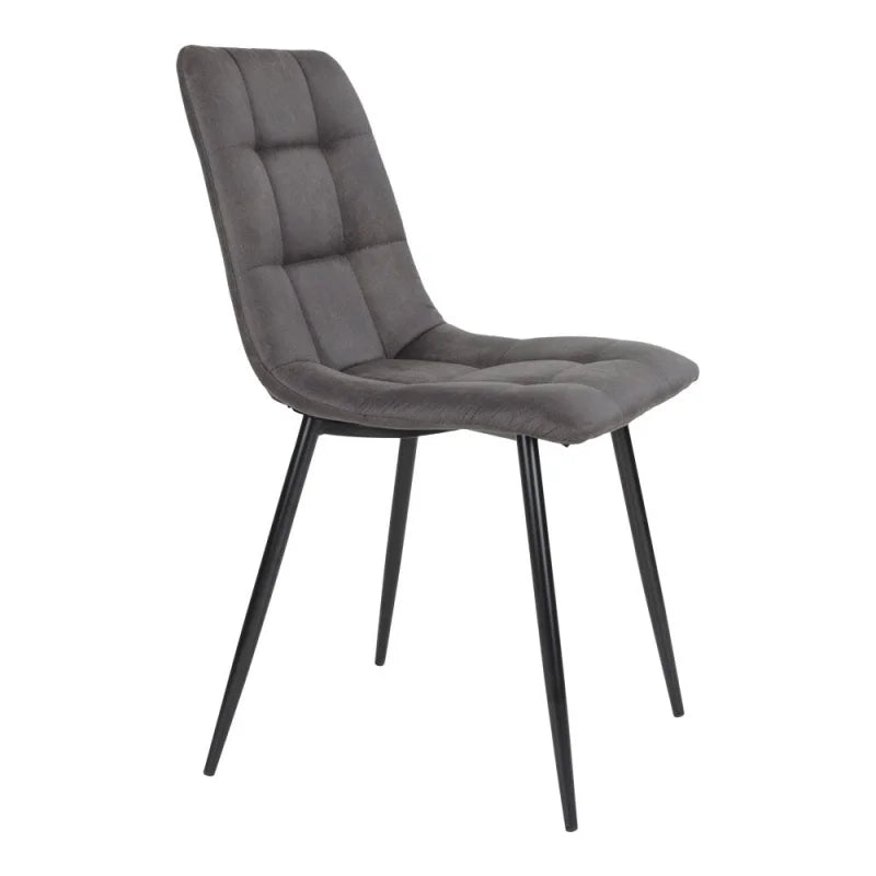 Middelfart Dining Chair - Chair in dark grey microfiber with black legs - set of 2 - Velaria Interiors