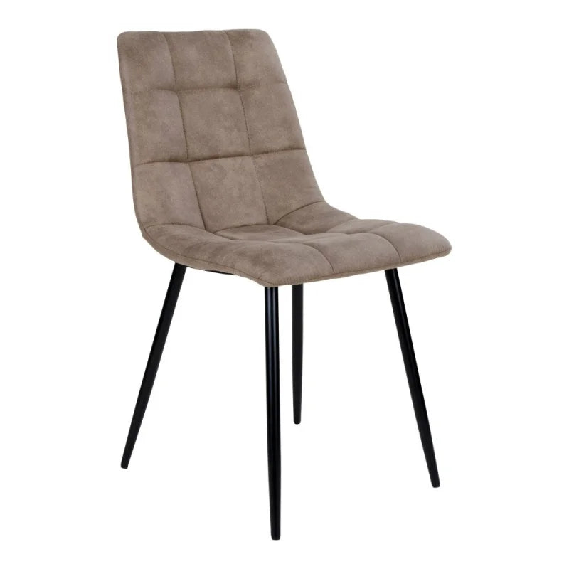 Middelfart Dining Chair - Chair in light brown microfiber with black legs - set of 2 - Velaria Interiors