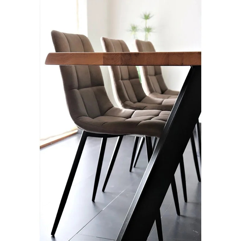 Middelfart Dining Chair - Chair in light brown microfiber with black legs - set of 2 - Velaria Interiors