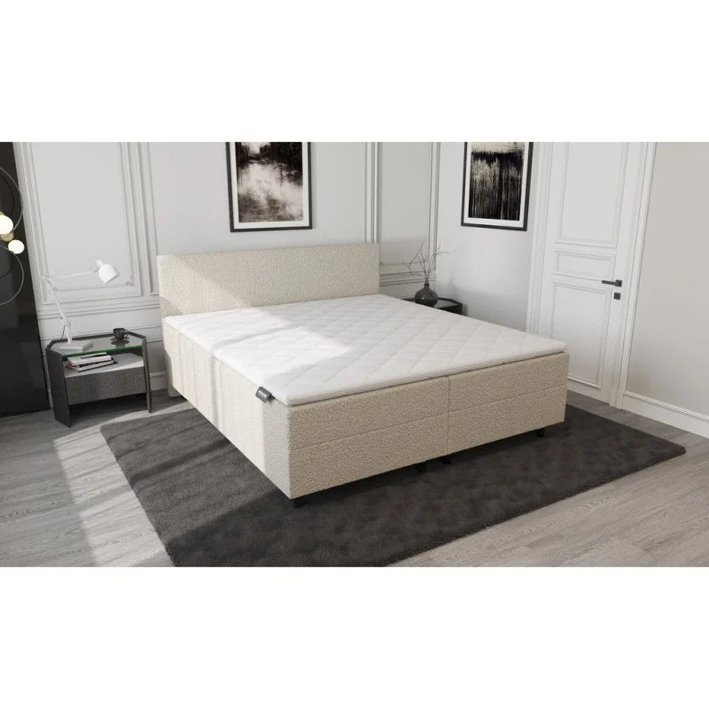 Mörgenn Opberg Boxspring Bouclé Beige 180x200 - Velaria Interiors