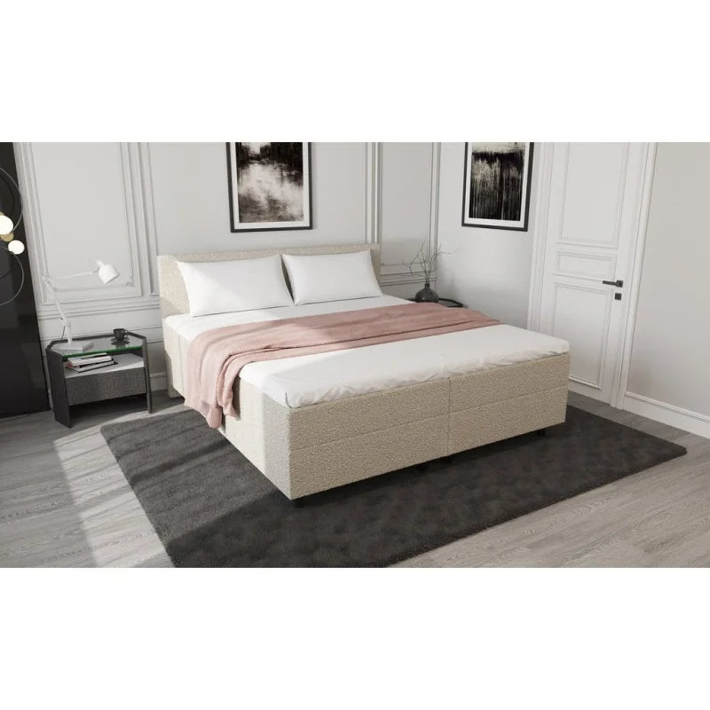 Mörgenn Opberg Boxspring Bouclé Beige 180x200 - Velaria Interiors