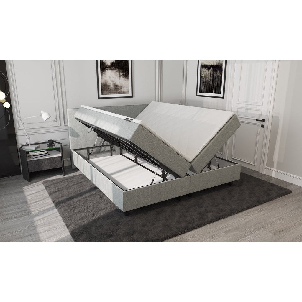 Mörgenn Opberg Boxspring Lichtgrijs 160x210 - Velaria Interiors