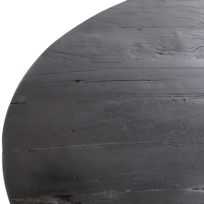 Ovaal tafelblad - 240x120x5/5.5 - Zwart - Gerecycled mangohout - Velaria Interiors