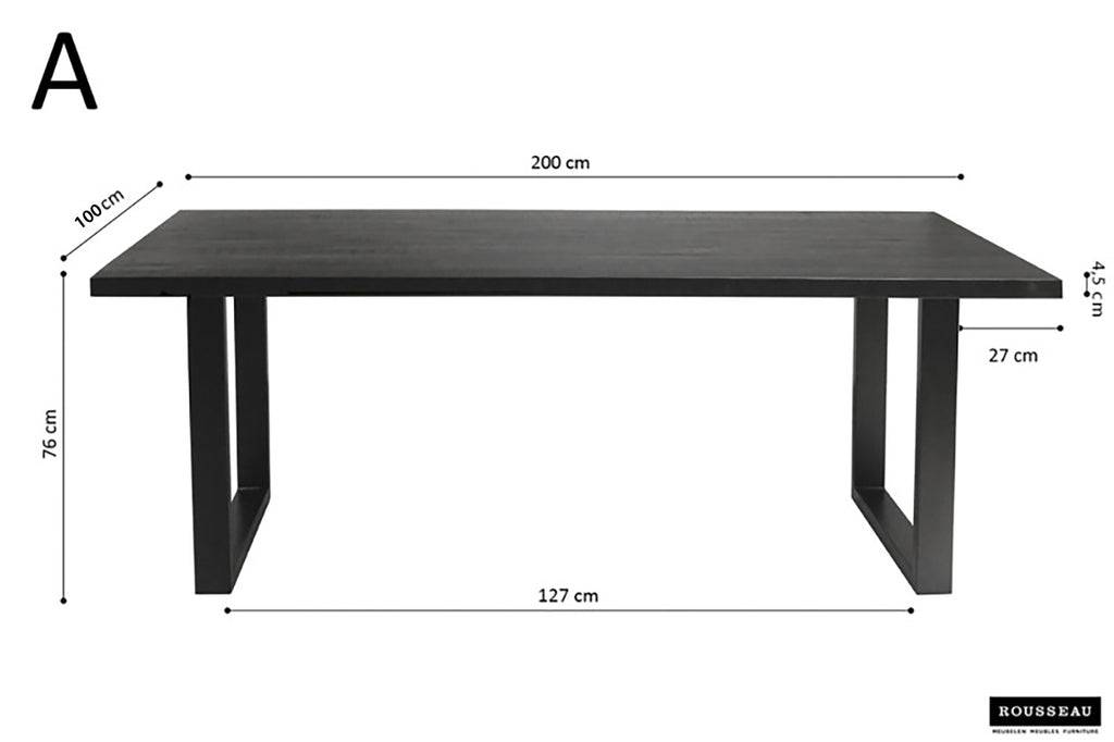 PROMO - Tafel ’Nicola’ 200 cm Rechthoekig Mango hout zwart (2c)