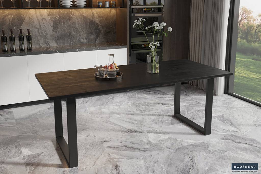 PROMO - Tafel ’Nicola’ 200 cm Rechthoekig Mango hout zwart (2c)