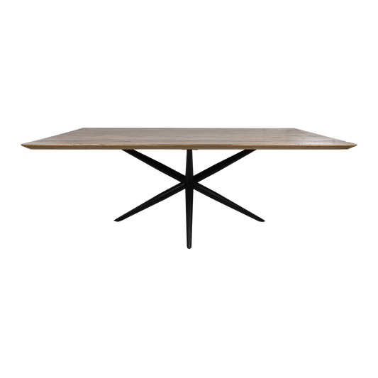 Rechthoekige tafel Zurich - 220x100x76 - Naturel/zwart - Acaciahout/metaal - Velaria Interiors