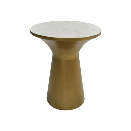 Ronde bijzettafel - ø40x50 - Wit/goud - Marmer/ijzer - Velaria Interiors