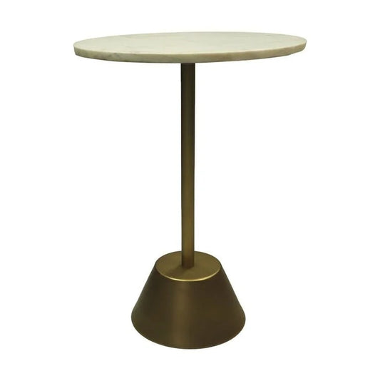 Ronde bijzettafel - ø40x55 - Wit/goud - Marmer/metaal - Velaria Interiors