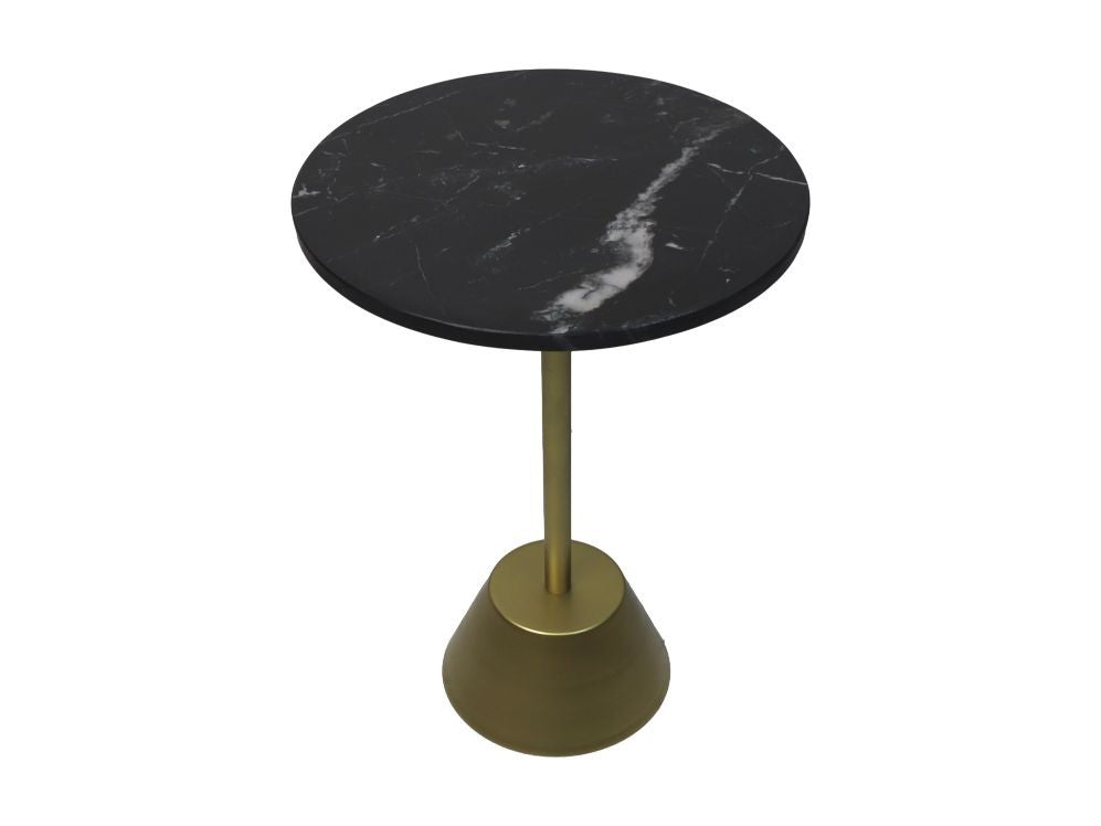 Ronde bijzettafel - ø40x55 - Zwart/goud - Marmer/metaal - Velaria Interiors