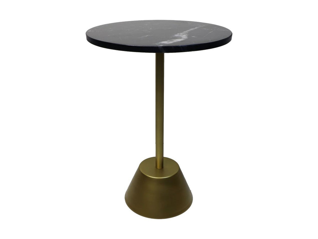 Ronde bijzettafel - ø40x55 - Zwart/goud - Marmer/metaal - Velaria Interiors