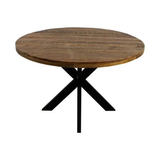 Ronde eettafel Melbourne - ø130x76 - Naturel/zwart - Mangohout/ijzer - Velaria Interiors