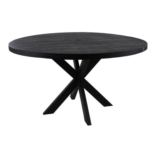 Ronde eettafel Melbourne - ø130x76 - Zwart - Mangohout/ijzer - Velaria Interiors