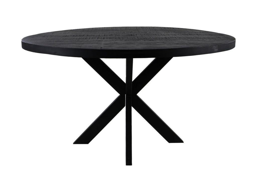 Ronde eettafel Melbourne - ø120x76 - Zwart - Mangohout/ijzer - Velaria Interiors