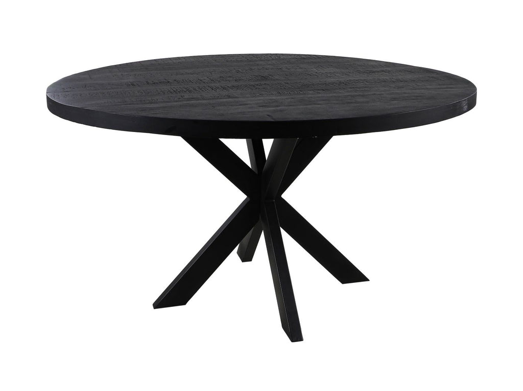 Ronde eettafel Melbourne - ø120x76 - Zwart - Mangohout/ijzer - Velaria Interiors