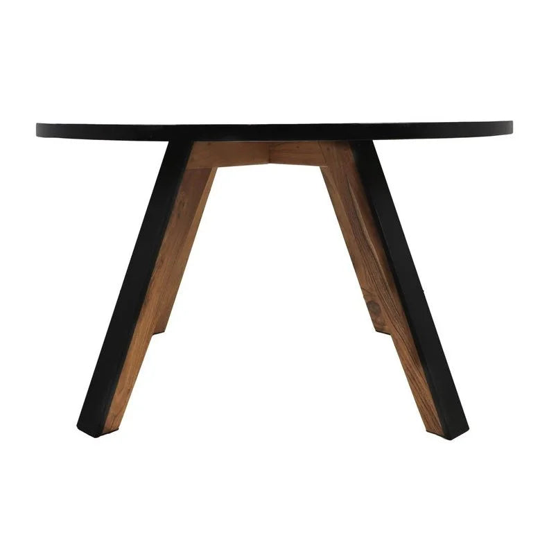 Ronde eettafel Milano - ø140x76 - Naturel/zwart - Acaciahout/metaal - Velaria Interiors