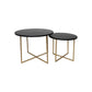 Ronde Salontafel - ø61x45/ø46x39 - zwart marmer - goud - set van 2 - Velaria Interiors