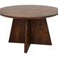 Ronde salontafel met kruispoot - mat bruin - Mangohout - Velaria Interiors