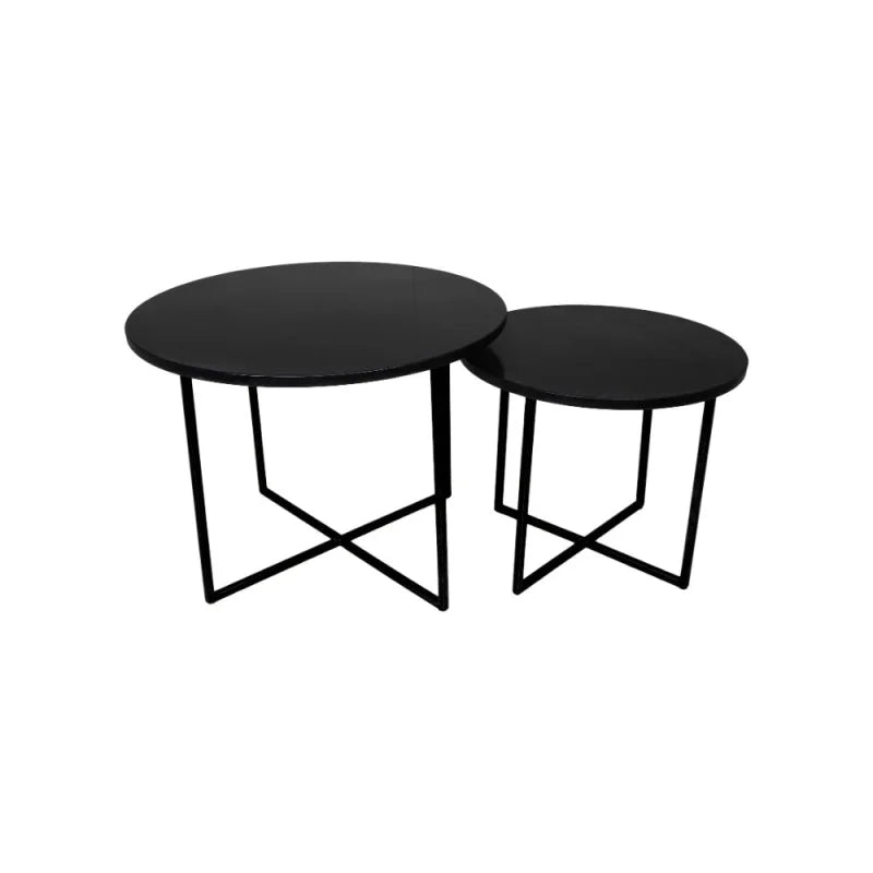 Ronde Salontafel - ø61x45/ø46x39 - zwart marmer - set van 2 - Velaria Interiors