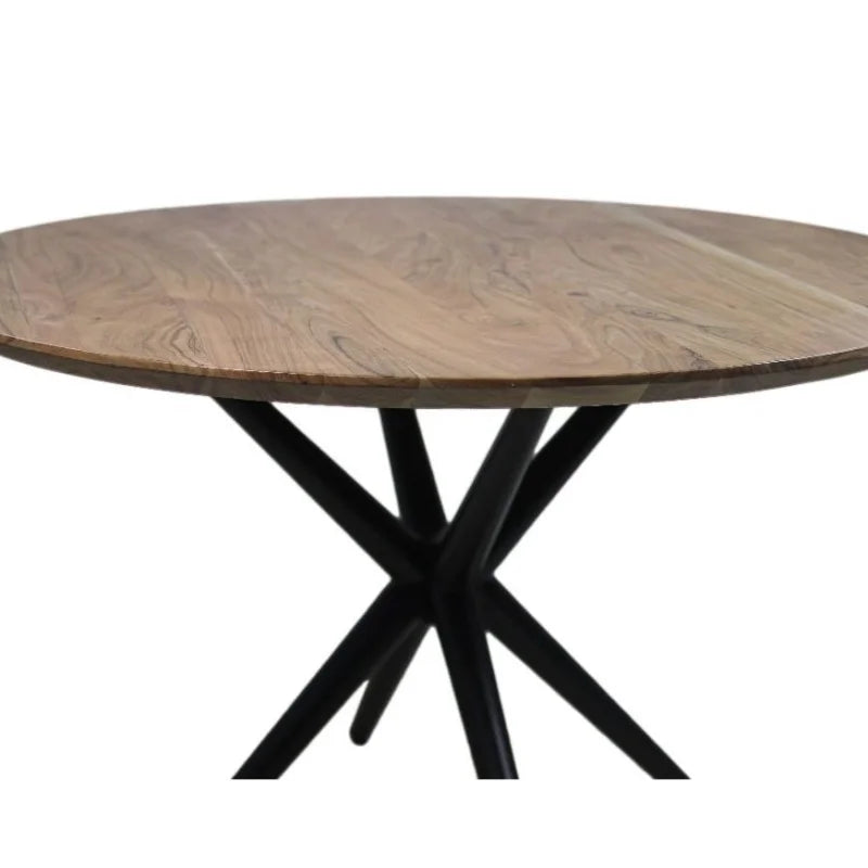 Ronde tafel Zurich - ø100x76 - Naturel/zwart - Acacia/metaal - Velaria Interiors