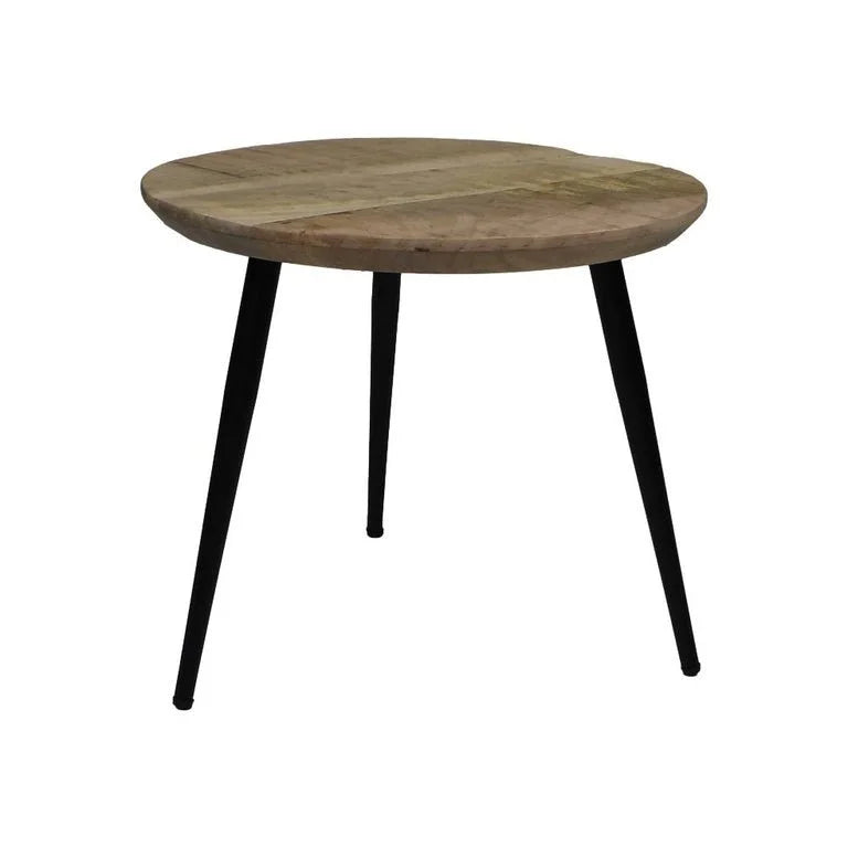 Salontafel Bern rond - ø45x38 - Naturel/zwart - Mangohout/metaal - Velaria Interiors