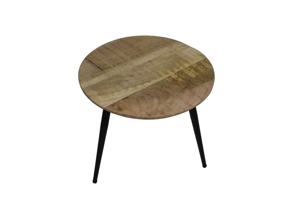 Salontafel Bern rond - ø45x38 - Naturel/zwart - Mangohout/metaal - Velaria Interiors